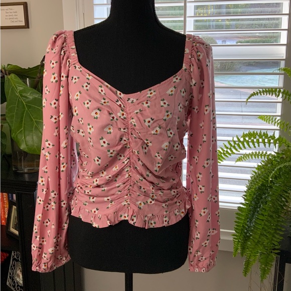 Charlotte Bridgeman The Drop Ruched Pink Top Size M. - Picture 1 of 3